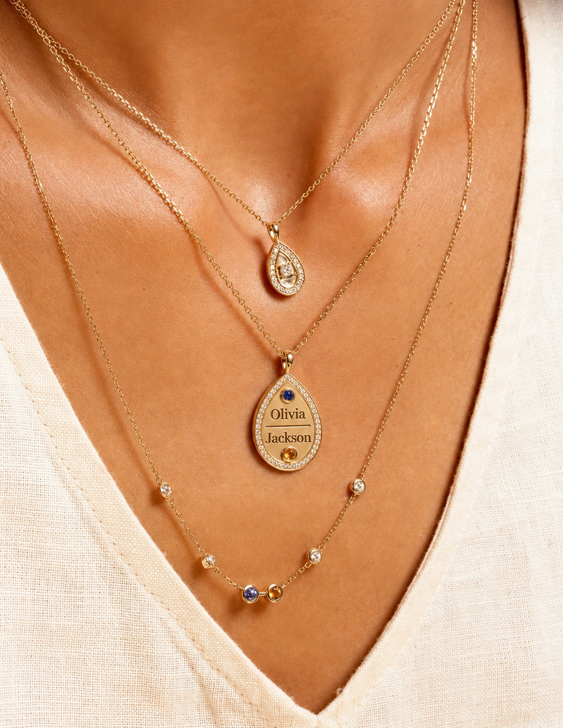 Eternal Embrace Birthstone & Name Pendant Necklace