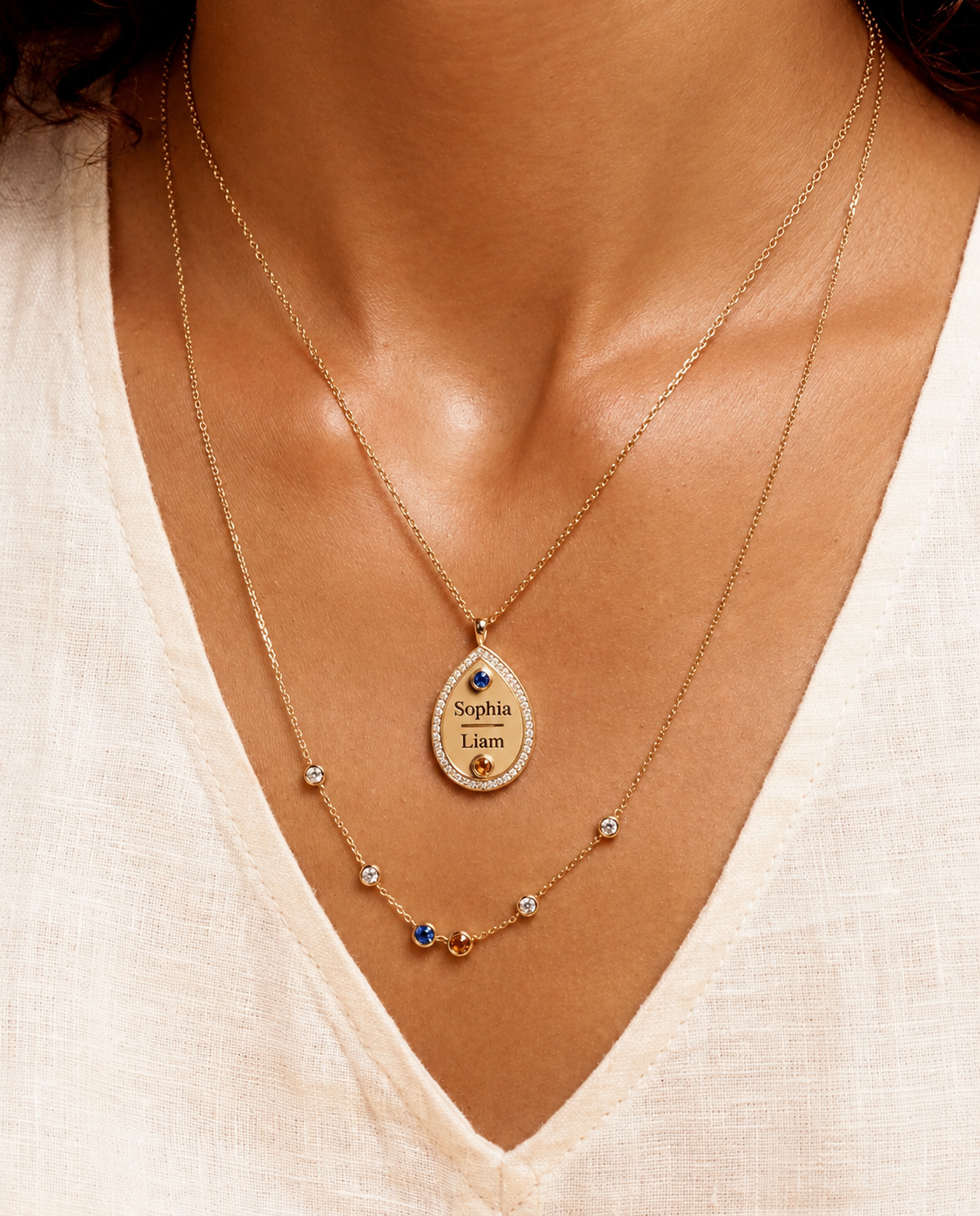 Eternal Embrace Birthstone & Name Pendant Necklace