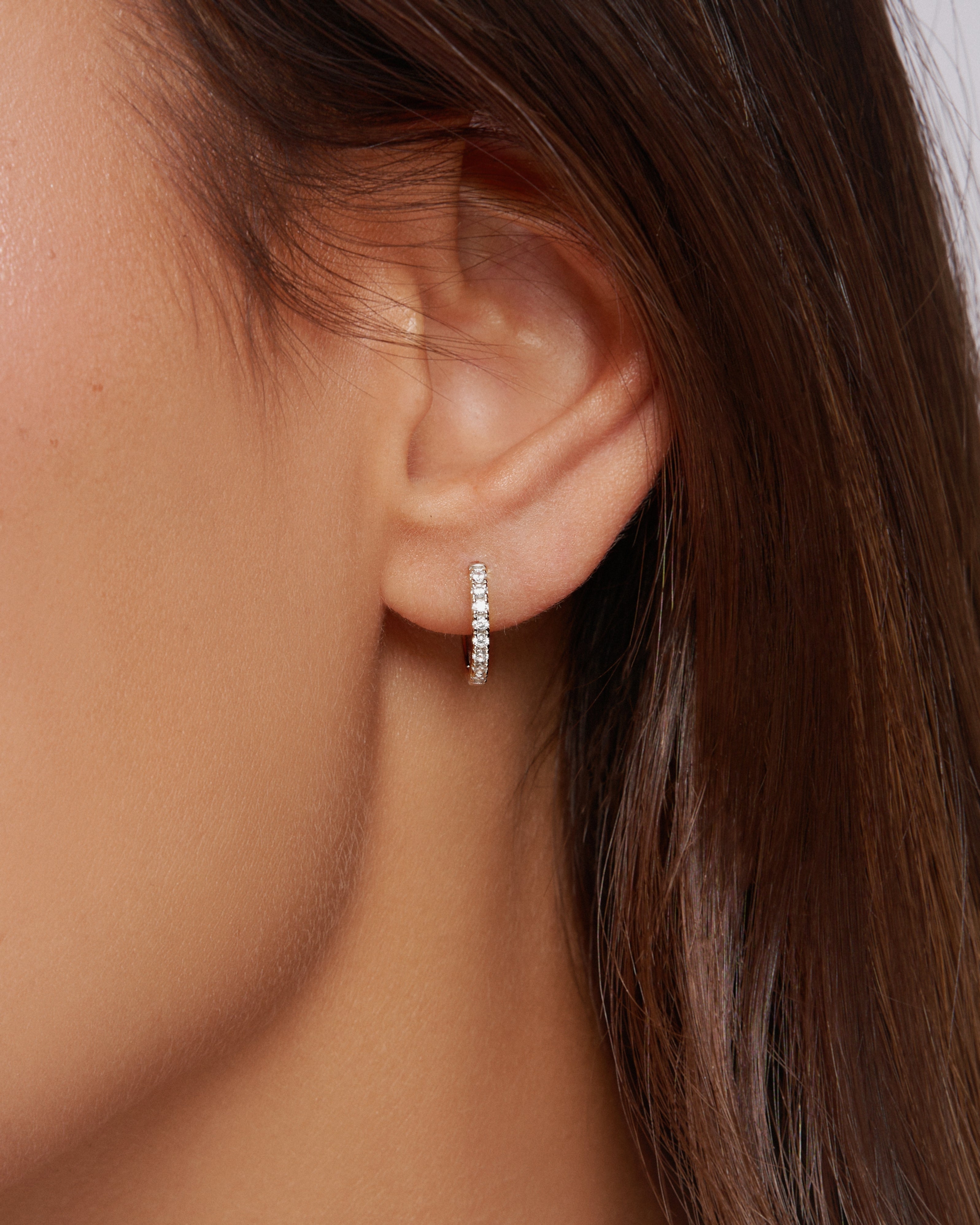 White Diamond Pavé Huggie Hoops