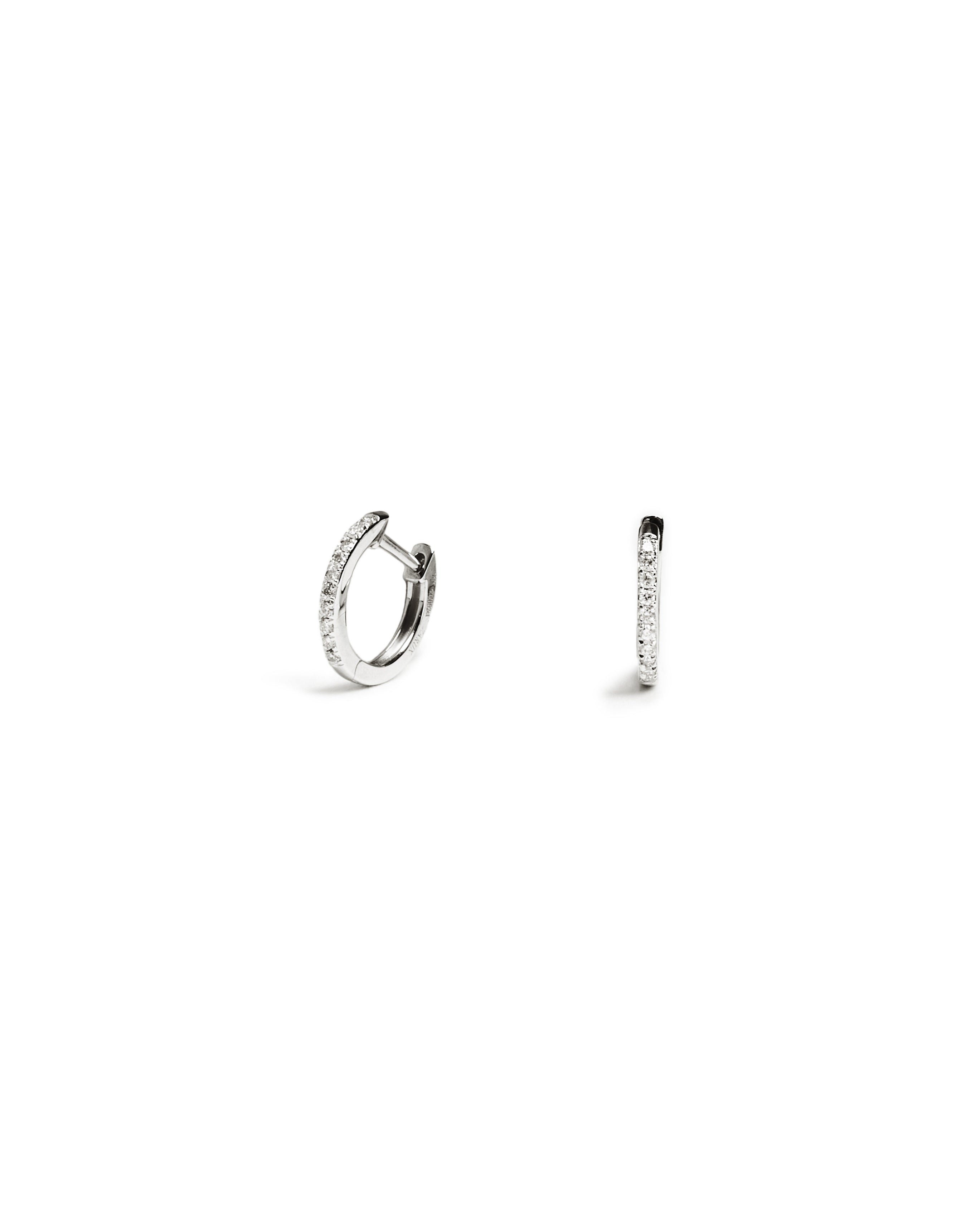 White Diamond Pavé Huggie Hoops
