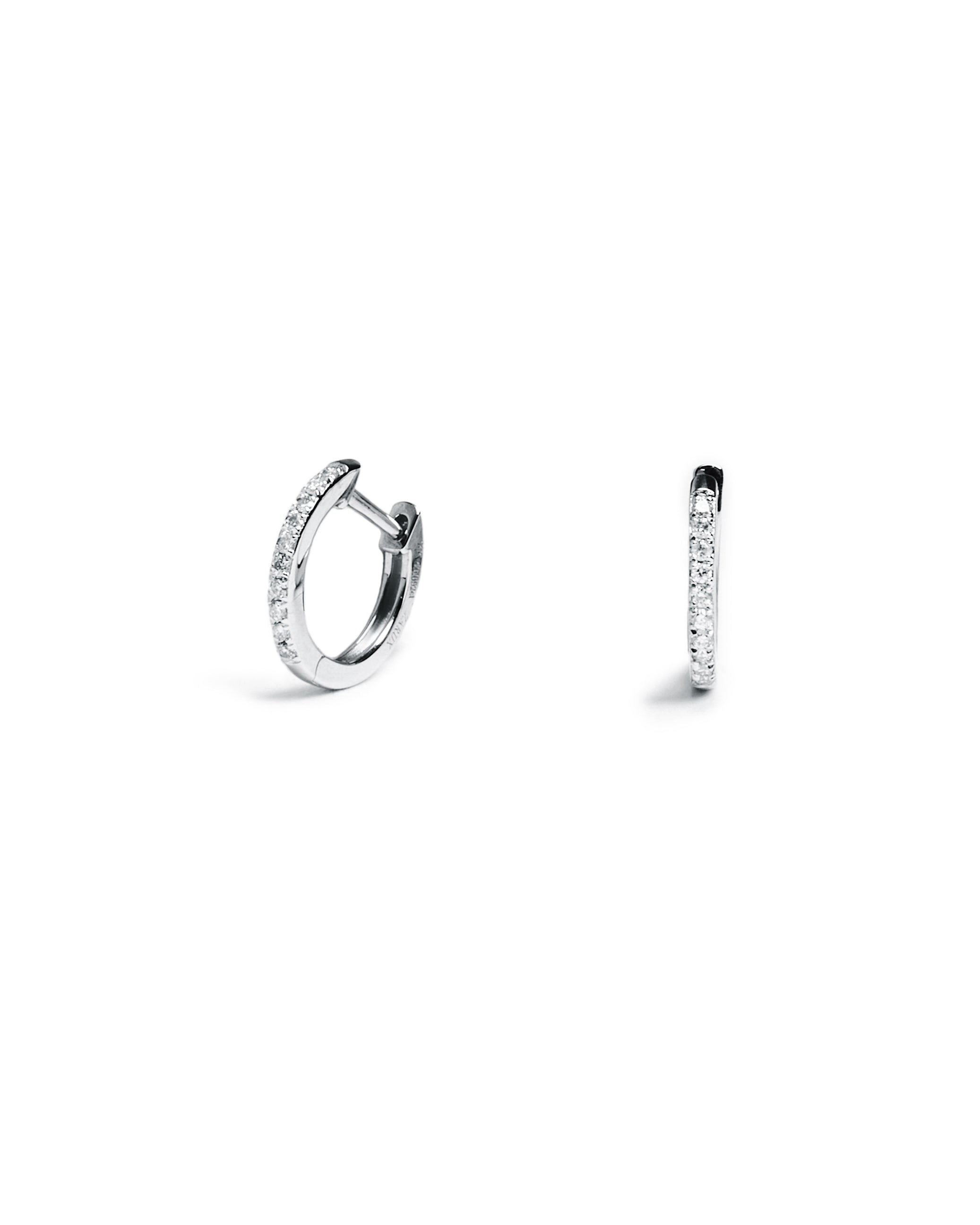 White Diamond Pavé Huggie Hoops