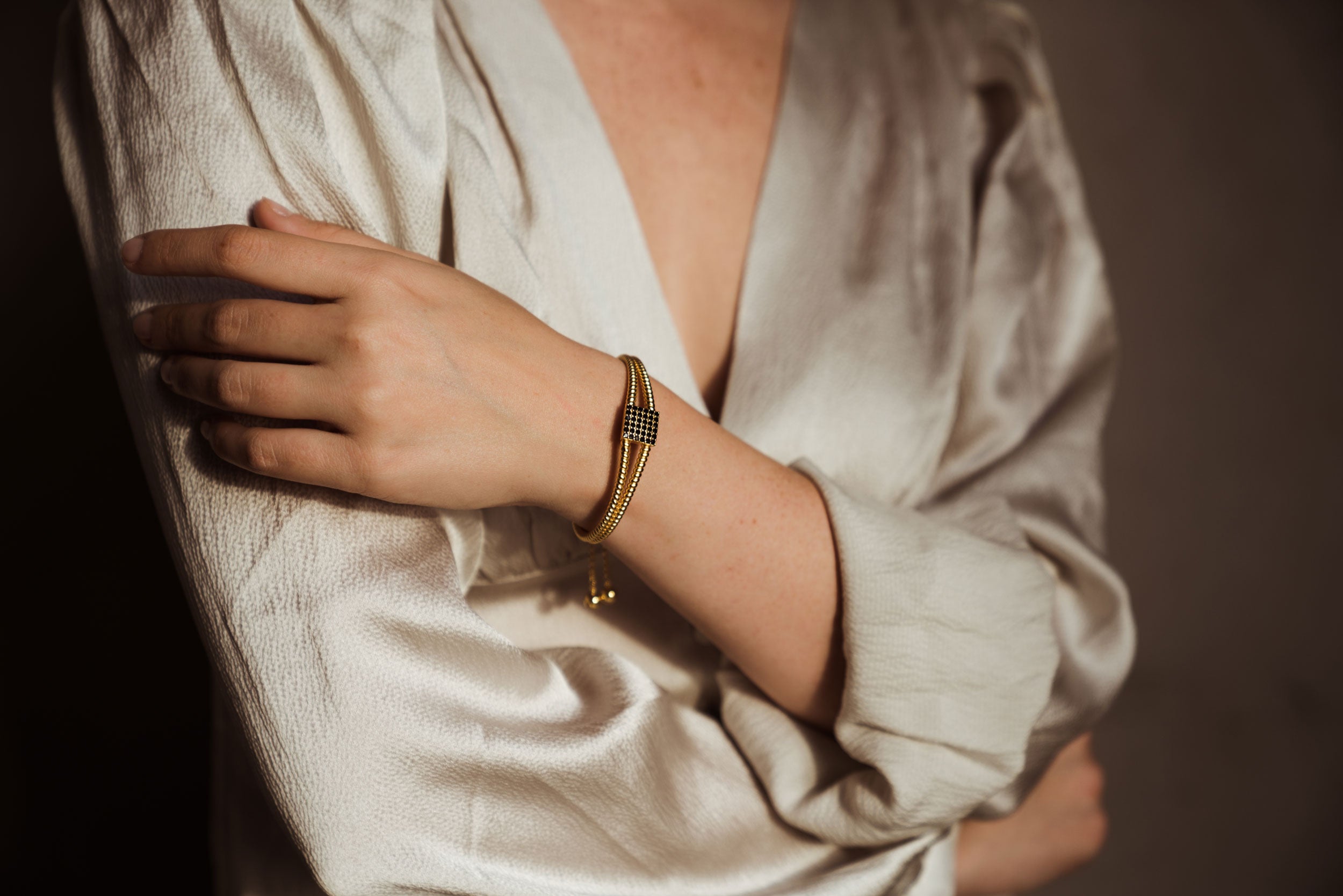 ZARUX- 20k Gold Vermeil Bracelet with black onyx