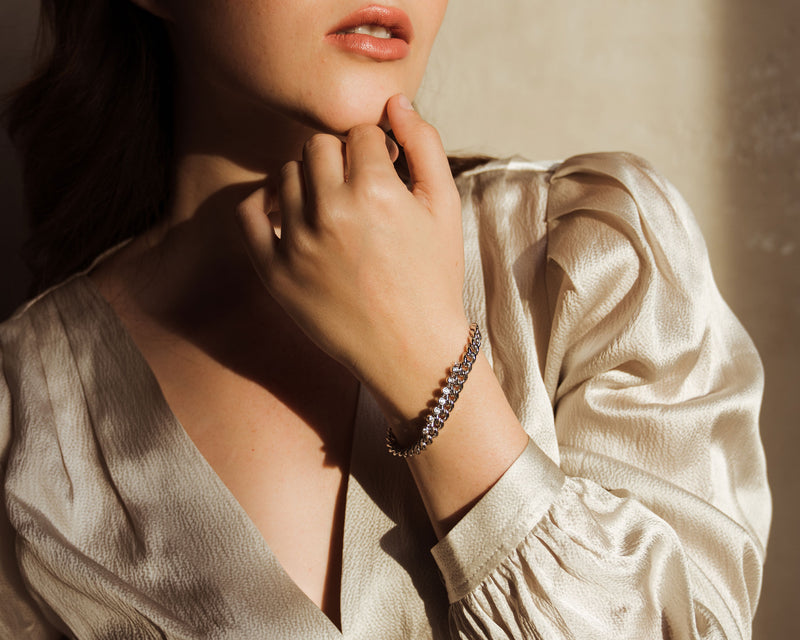 ZARUX- 18k white gold vermeil with moissanite stone bracelet