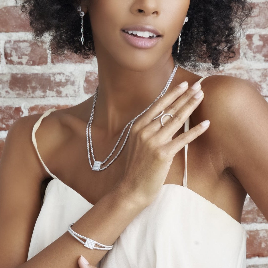 Twist Square White Bracelet