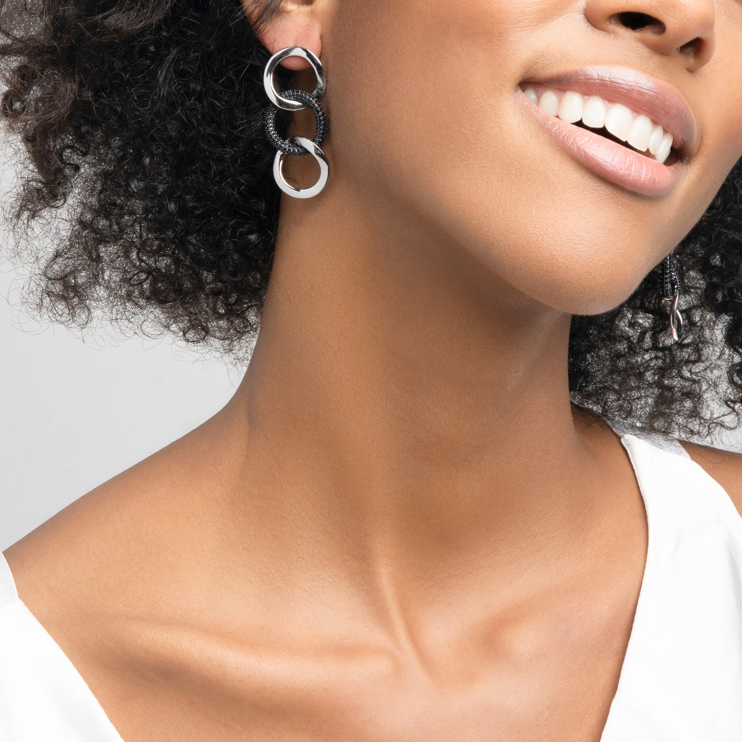 Three Hoops Earrings with Black Onyx