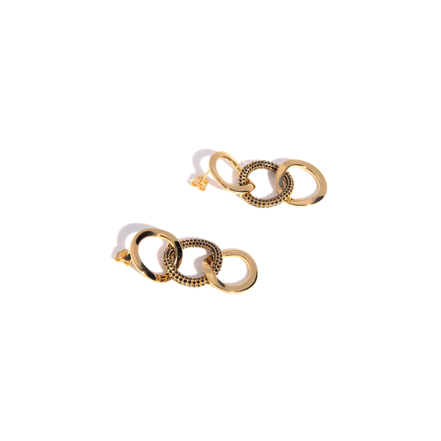Three Hoops Earrings with Black Onyx