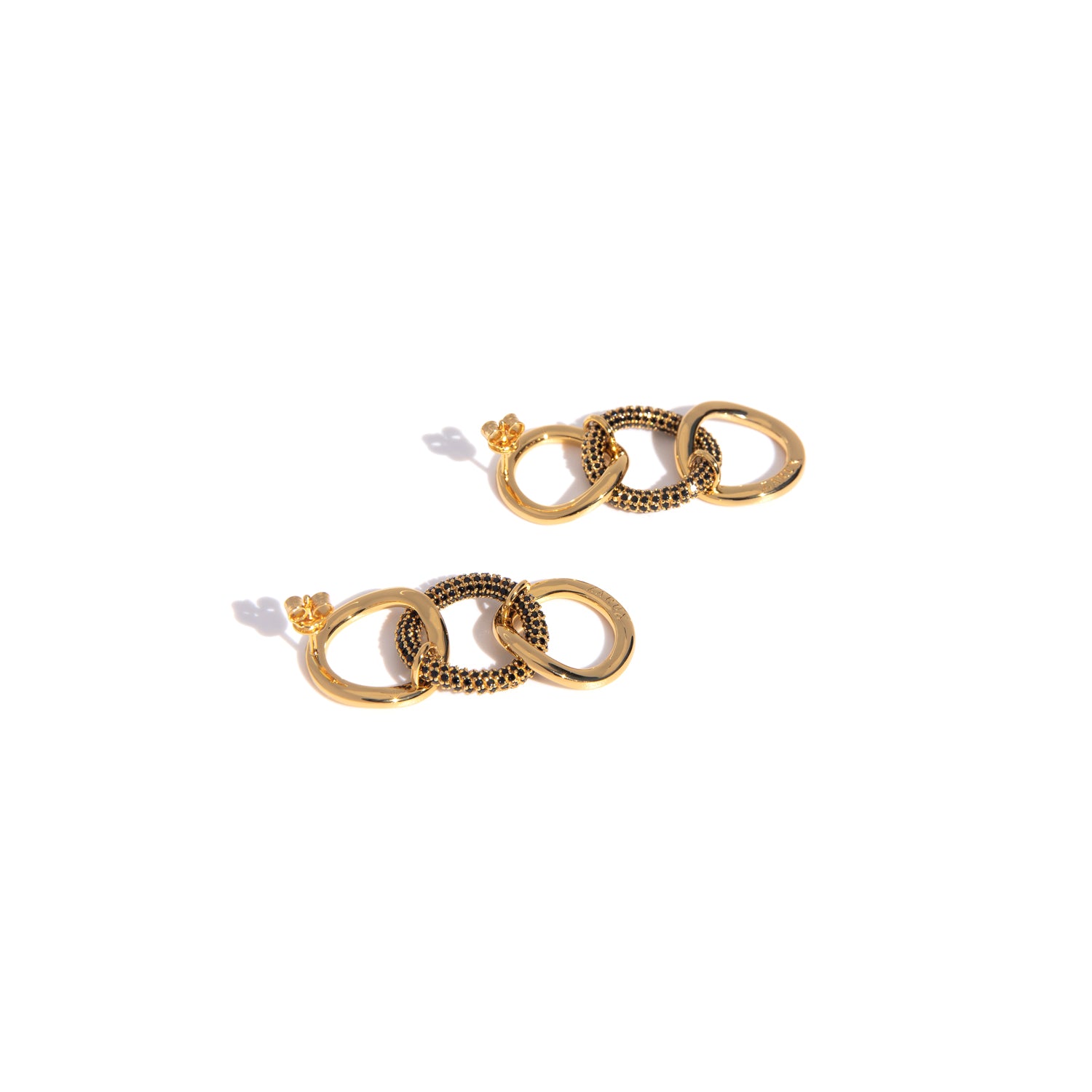 ZARUX - 20k Yellow Gold Vermeil Drop Earrings with Black Onyx