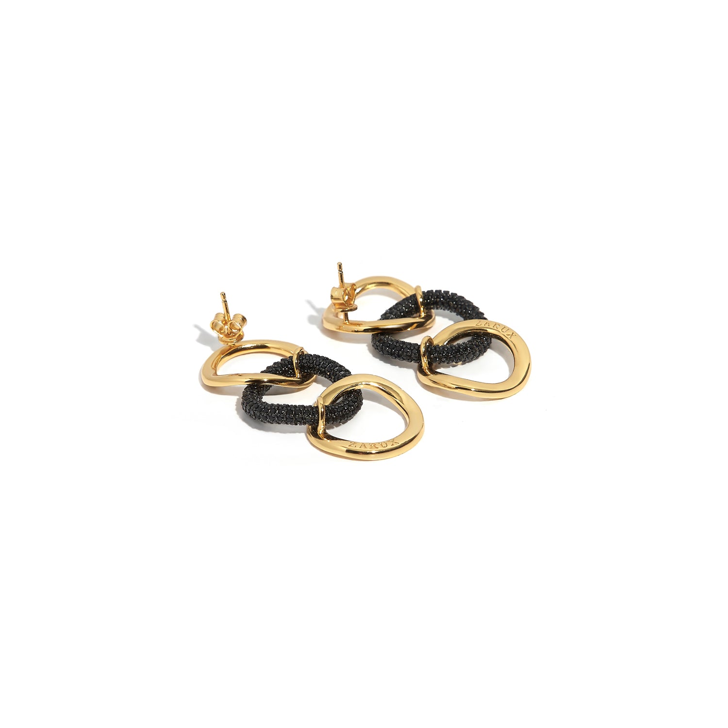 Three Hoops Earrings with Black Onyx
