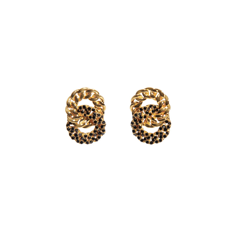 Twin Circle Black Onyx Earrings