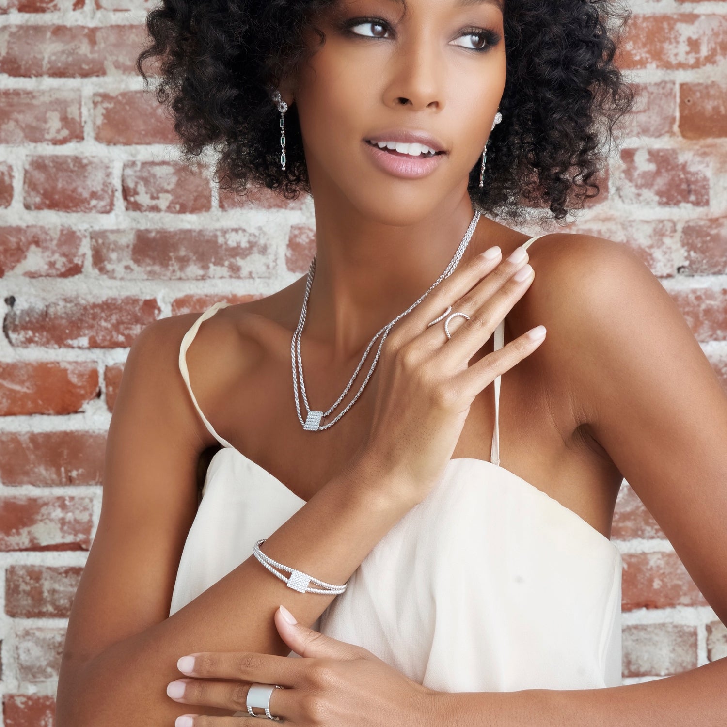 ZARUX - Green Onyx White Gold Vermeil Earrings