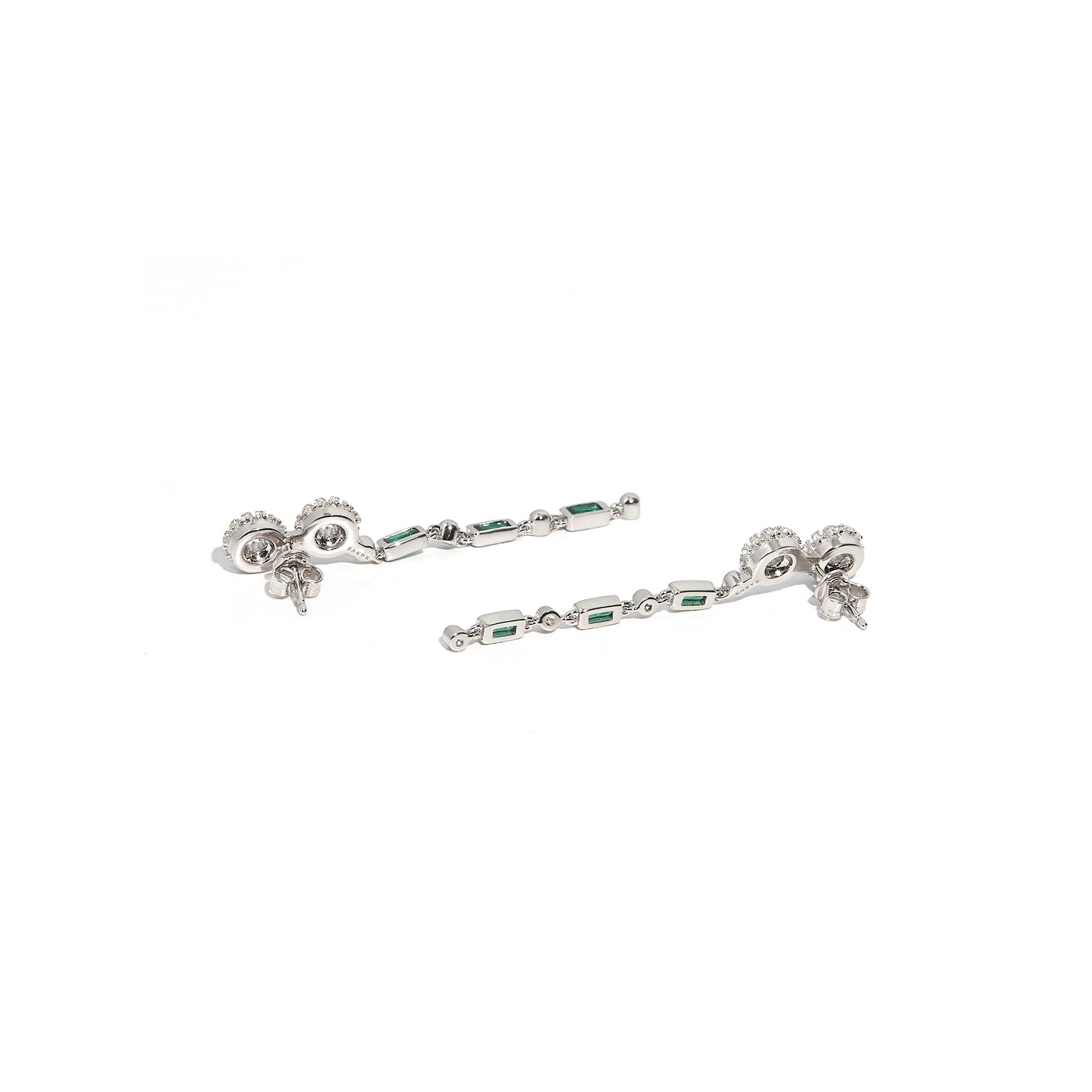 ZARUX - Green Onyx White Gold Vermeil Earrings