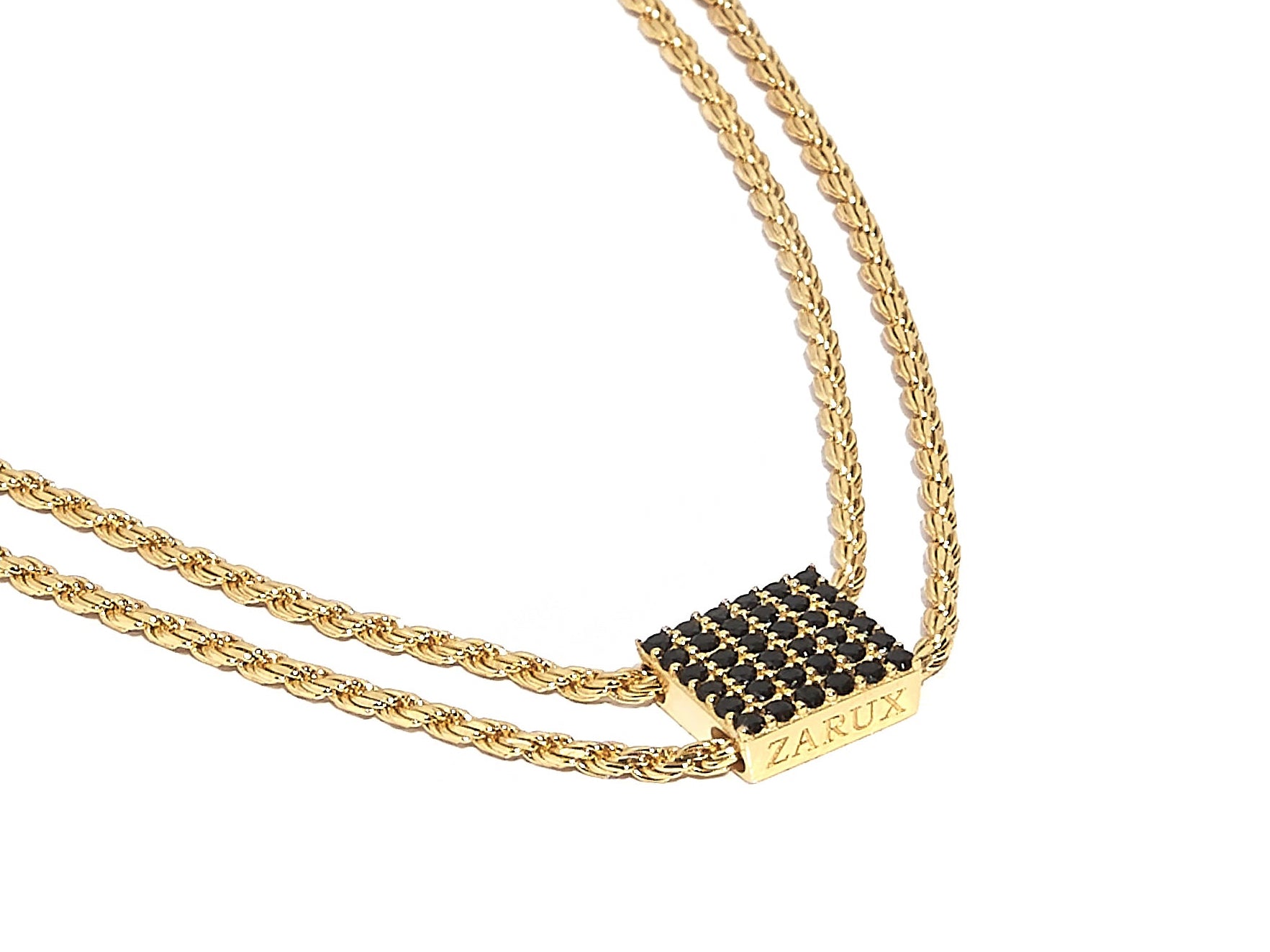 ZARUX - 20k Yellow Gold Vermeil Necklace with Black Onyx