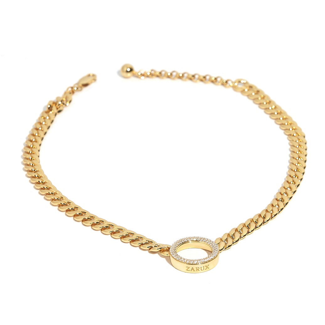 ZARUX - 20k Yellow Gold Vermeil Choker with Cubic Zirconia