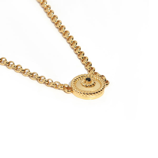ZARUX - 20k Yellow Gold Vermeil Necklace with Black Onyx