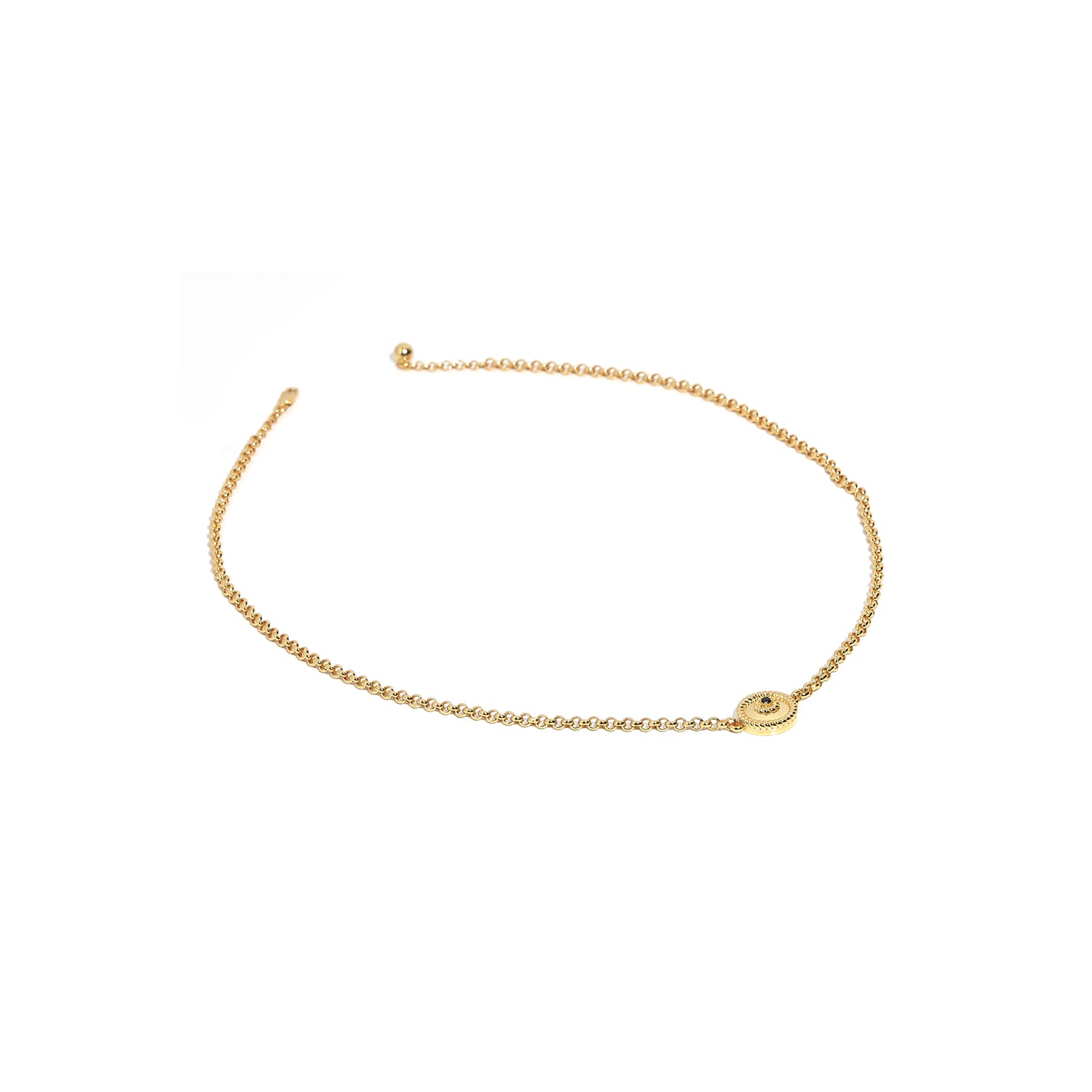 ZARUX - 20k Yellow Gold Vermeil Necklace with Black Onyx