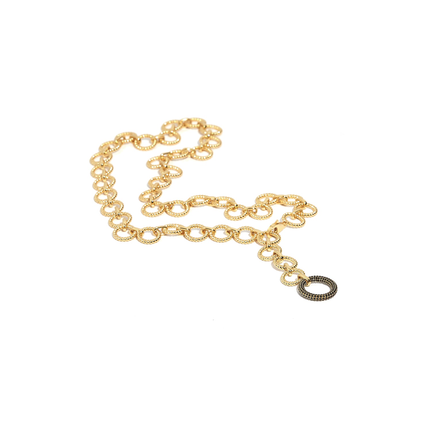 ZARUX - 20k Yellow Gold Vermeil Necklace with Black Onyx