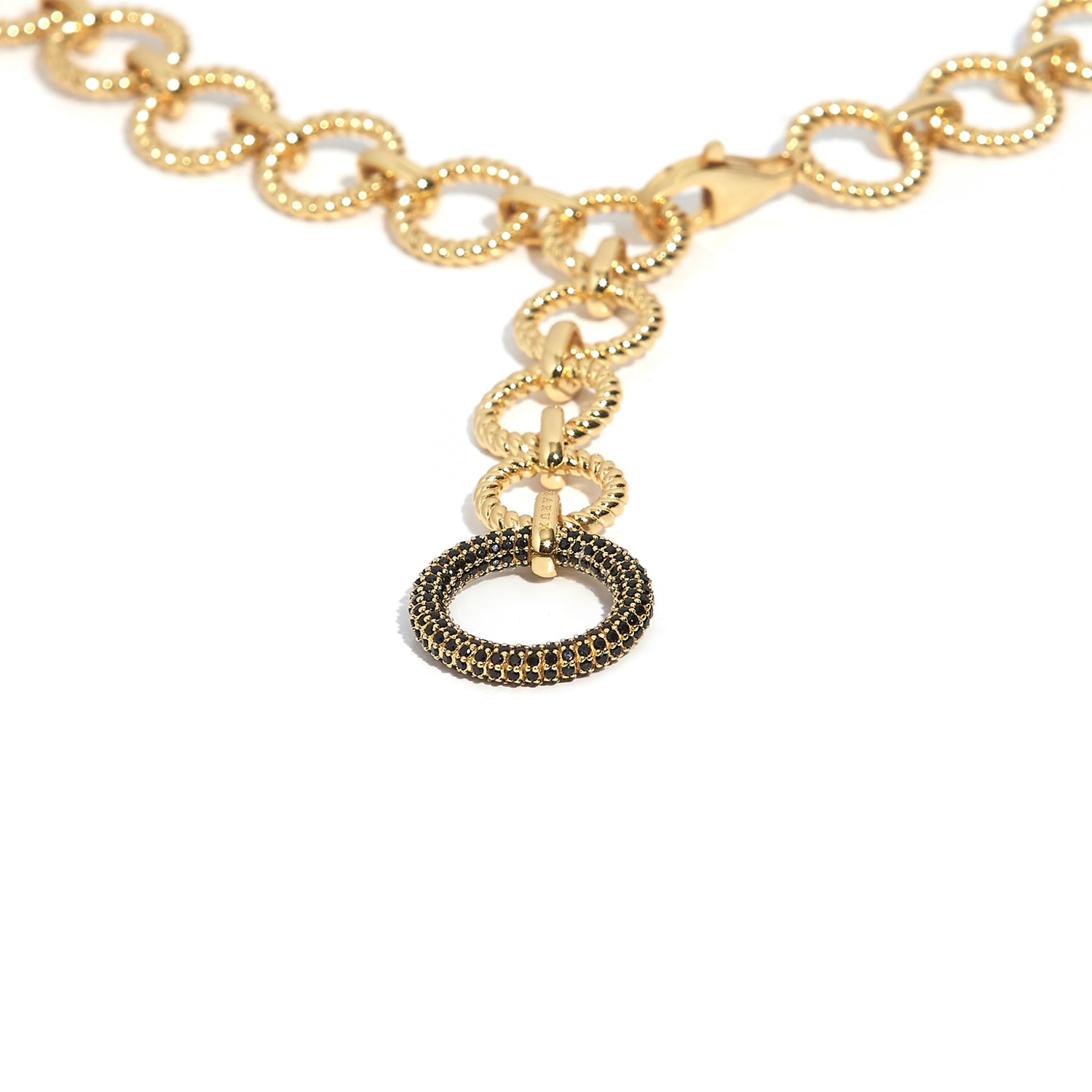 ZARUX - 20k Yellow Gold Vermeil Necklace with Black Onyx