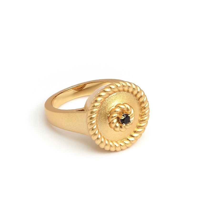 ZARUX - 20k Yellow Gold Vermeil Ring with Black Onyx