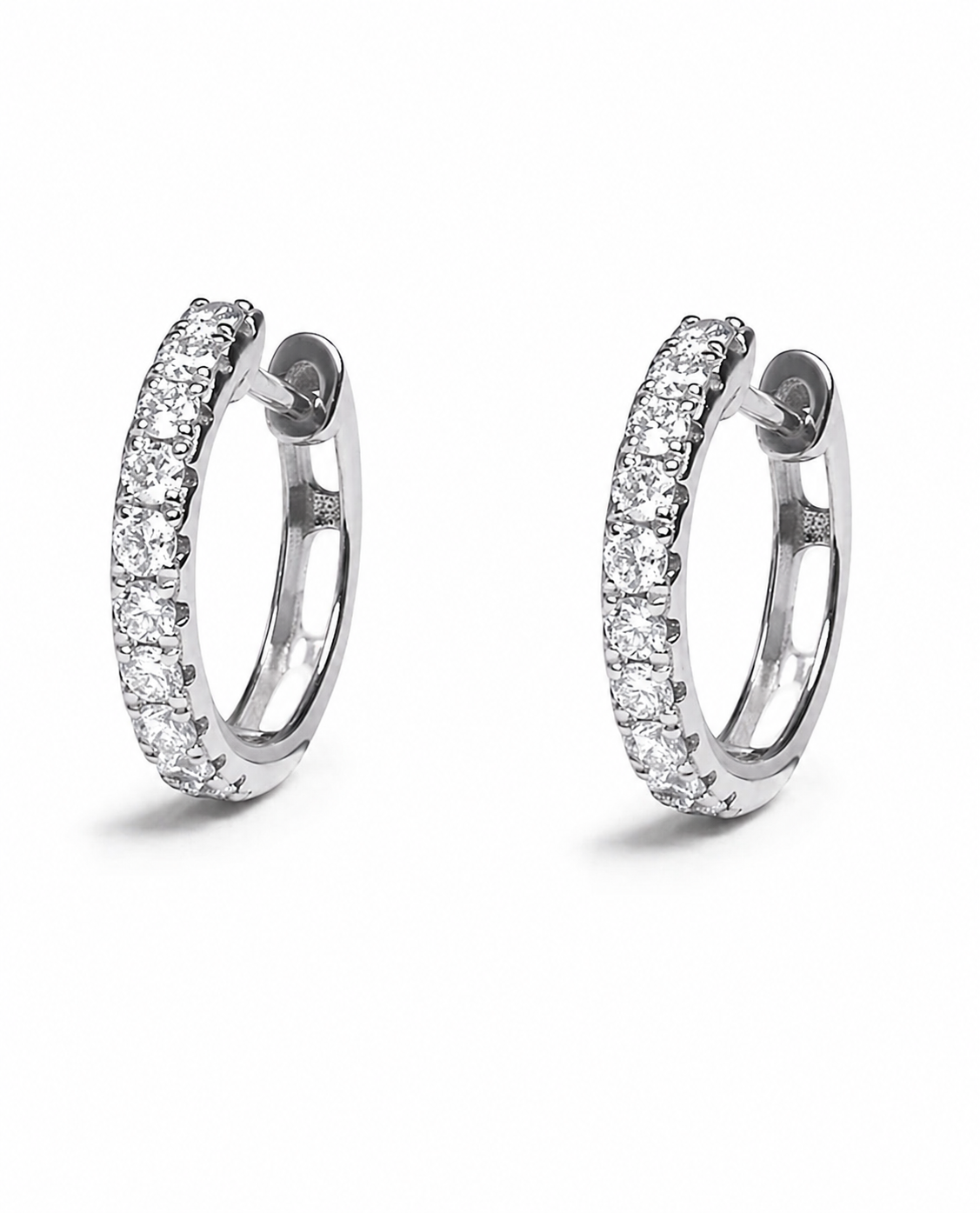 White Bold Diamond Huggies