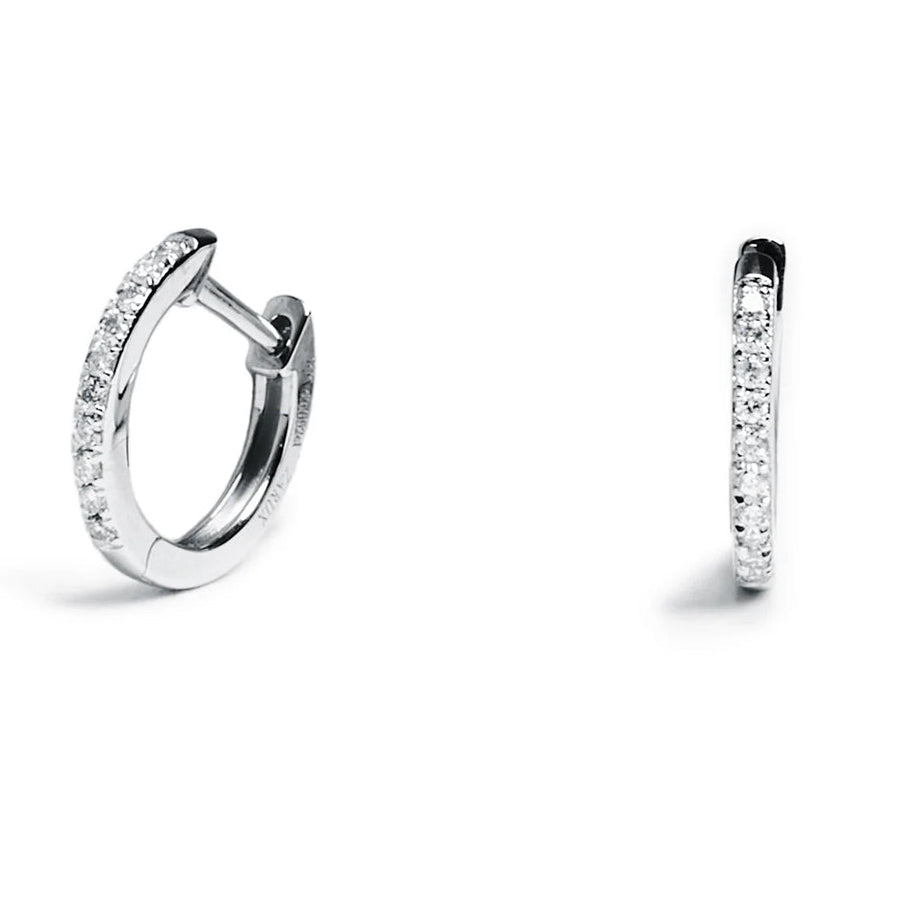 White Diamond Pavé Huggie Hoops
