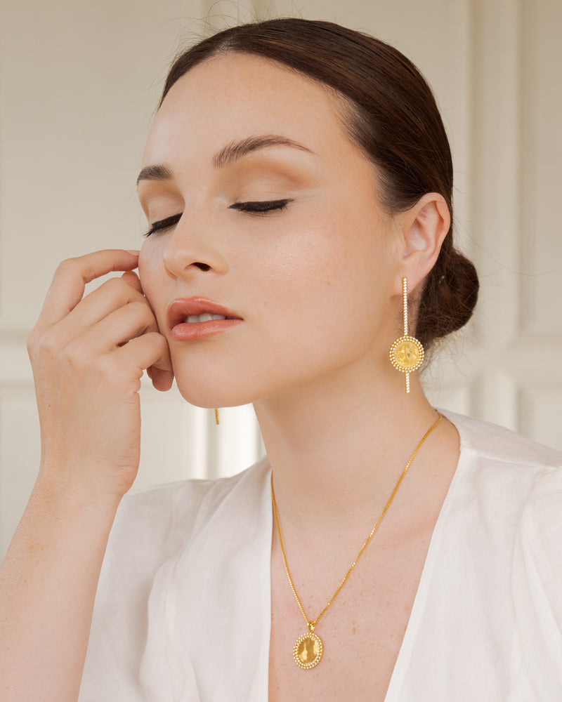 Side braid stone earrings