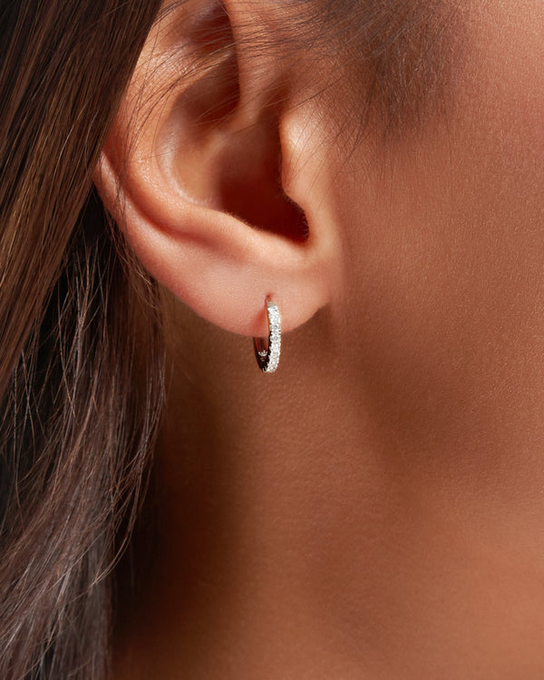 White Diamond Pavé Huggie Hoops