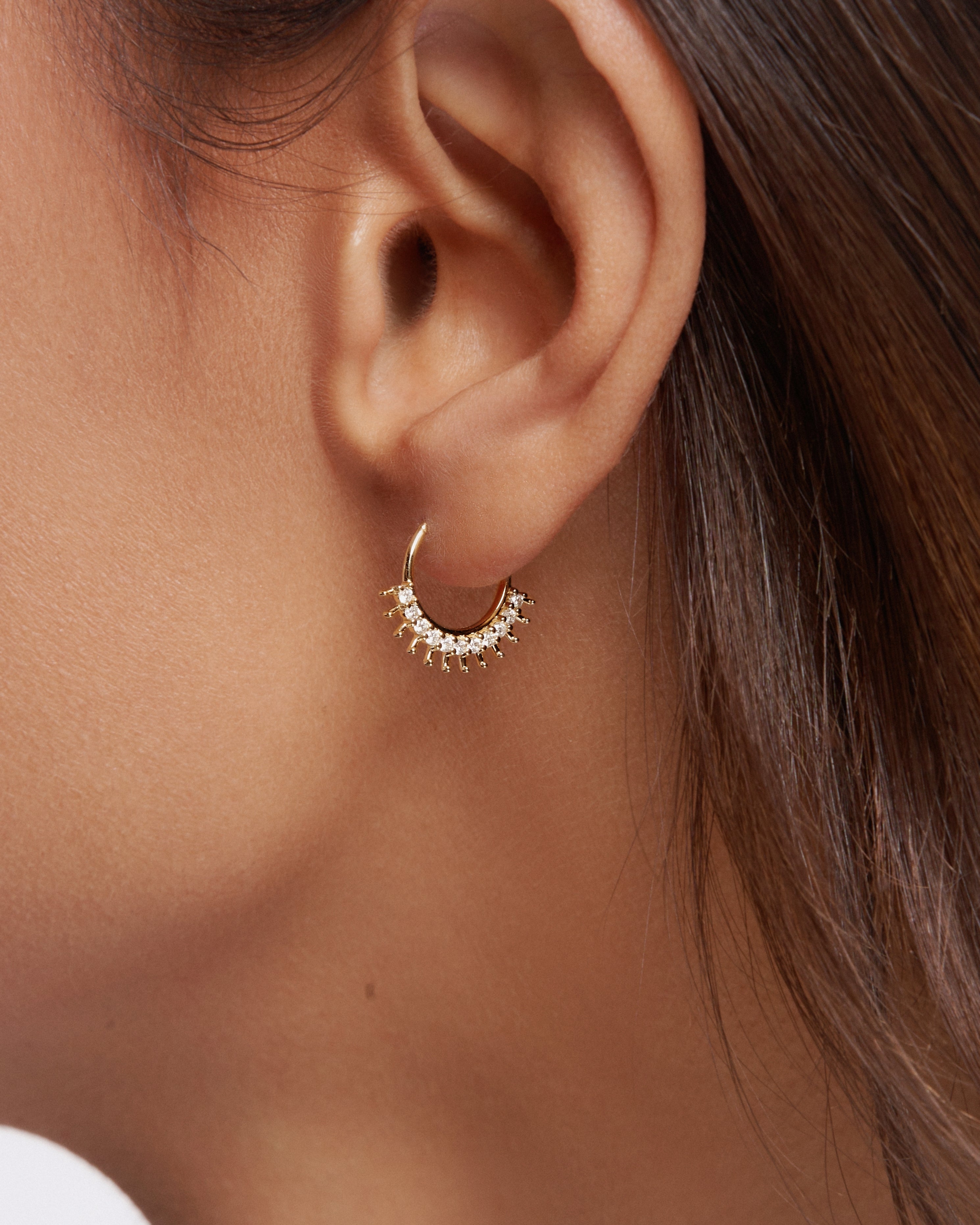 Radiant Sunburst Diamond Hoop Earrings