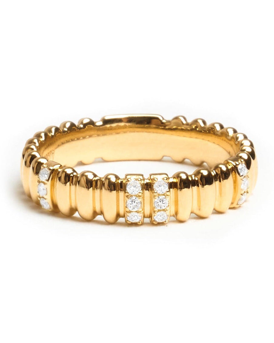Textured Gold Eternity Band with Diamond Accents