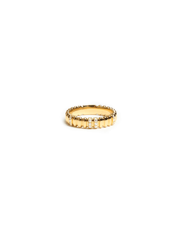 Textured Gold Eternity Band with Diamond Accents
