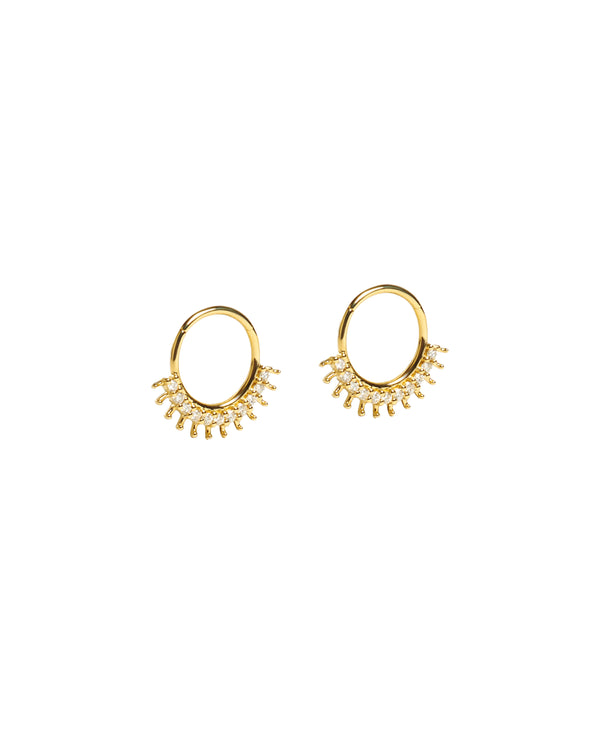 Radiant Sunburst Diamond Hoop Earrings