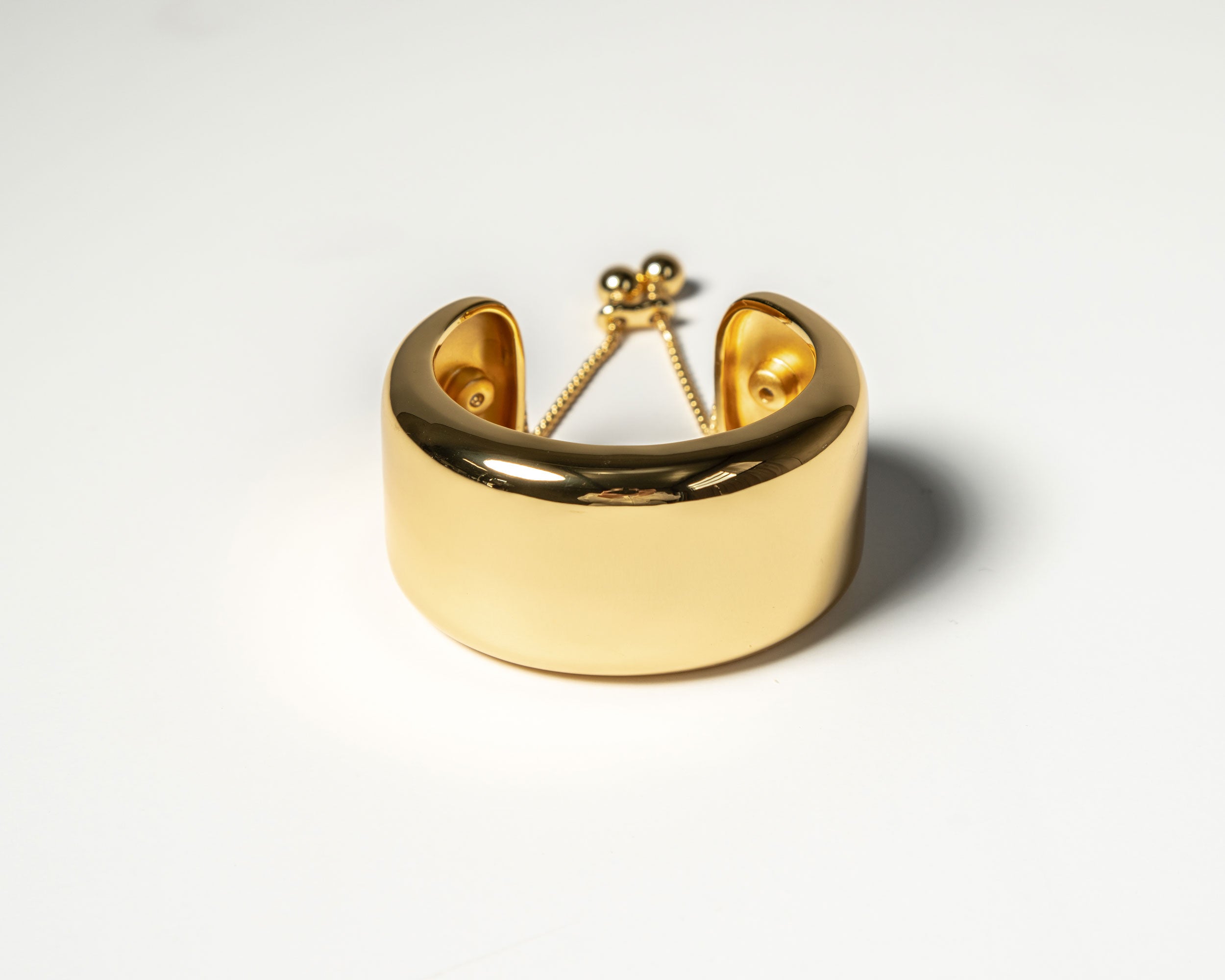 ZARUX - 20K gold vermeil bracelet, Big cuff with Moissanite stone