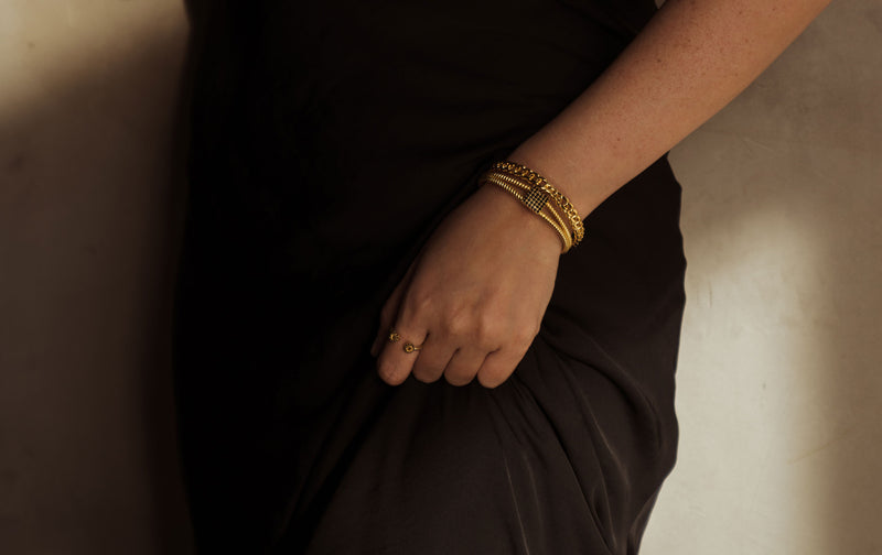 ZARUX- 20k Gold Vermeil Bracelet with black onyx