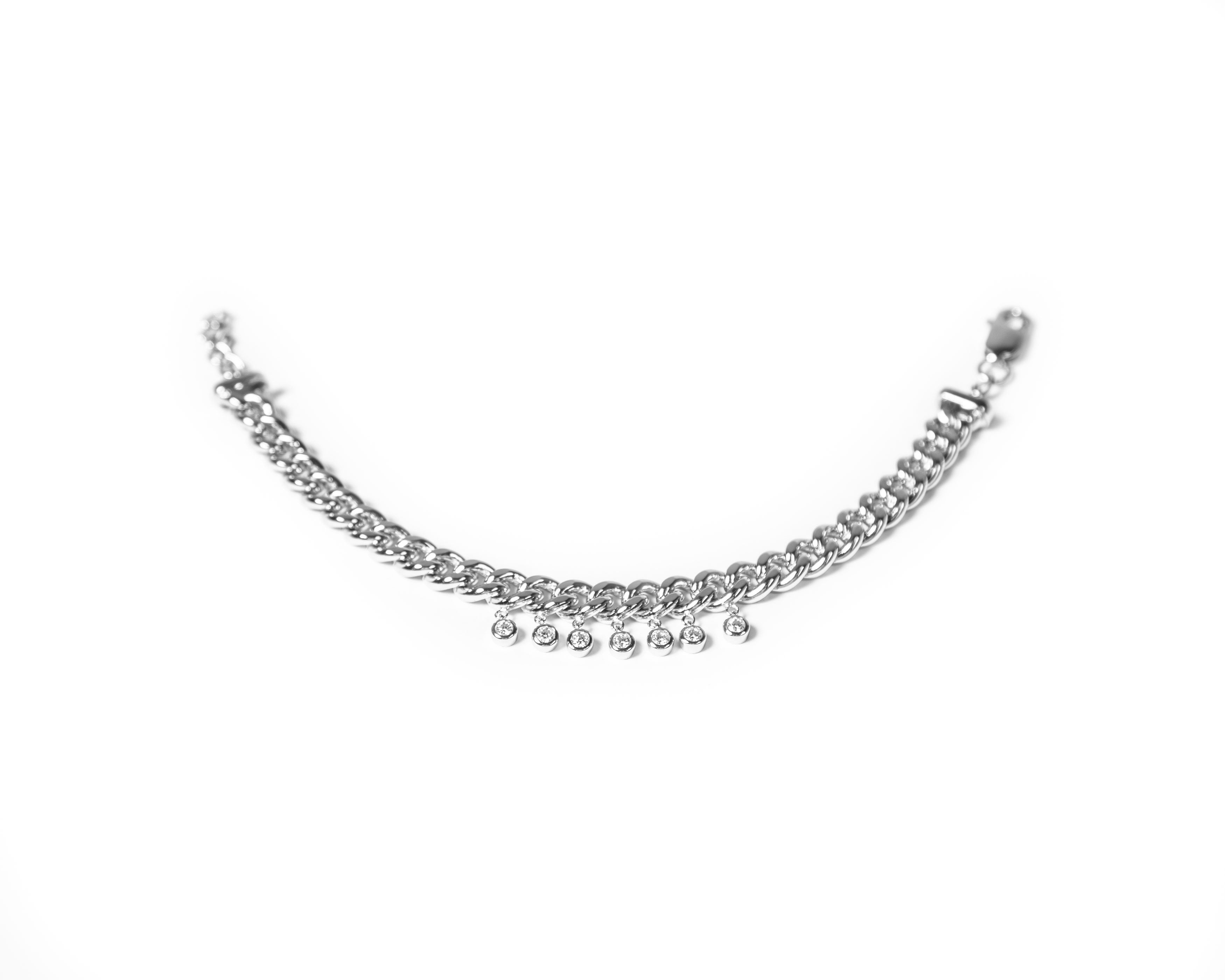 ZARUX- 18k white gold vermeil with moissanite stone bracelet