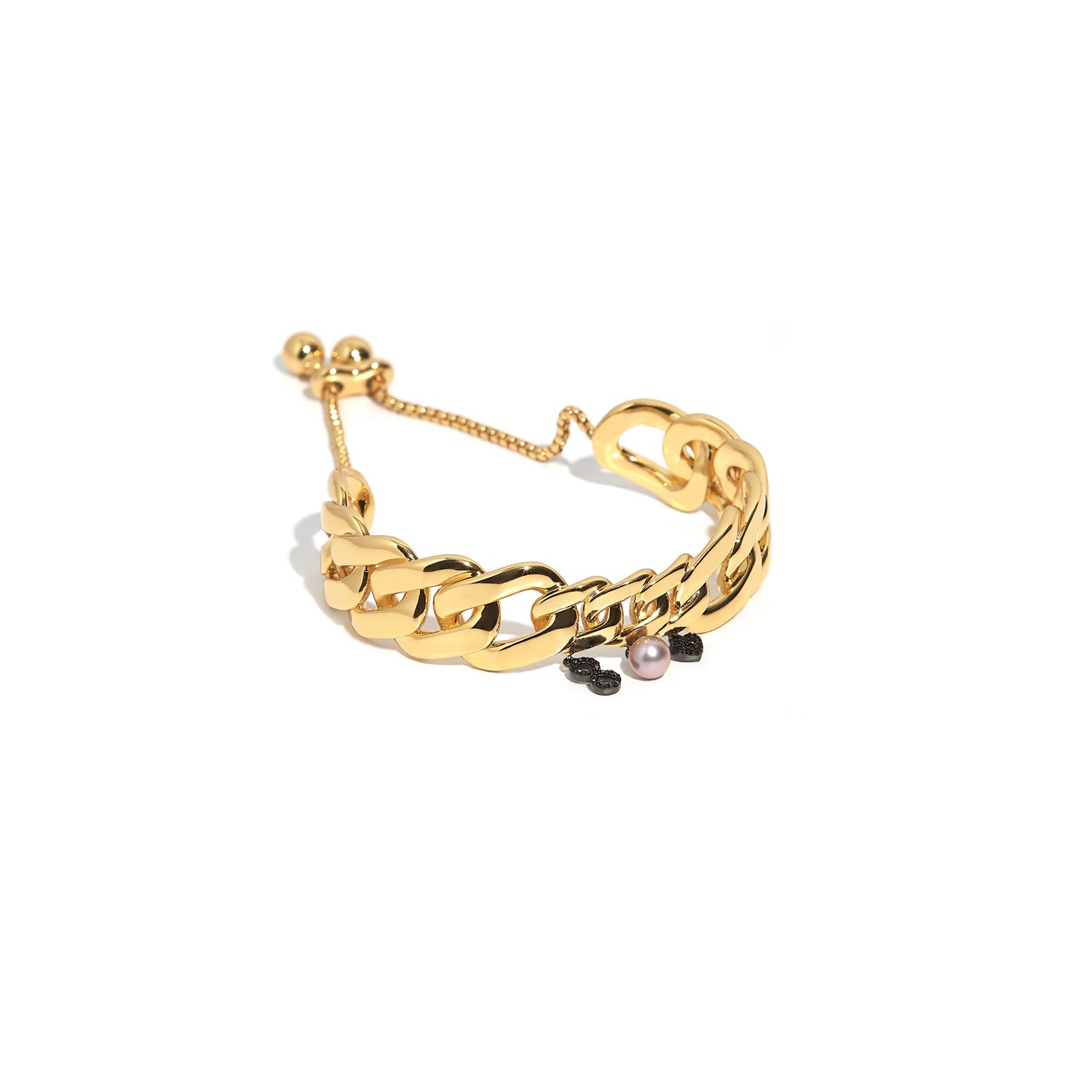 ZARUX - 20k Yellow Gold Vermeil Anklet with Black Onyx