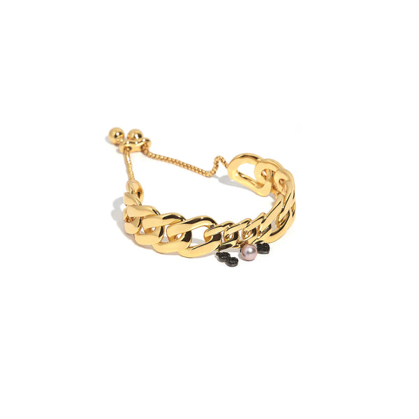 ZARUX - 20k Yellow Gold Vermeil Anklet with Black Onyx
