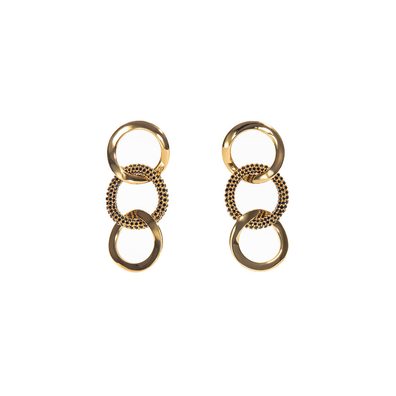 ZARUX - 20k Yellow Gold Vermeil Drop Earrings with Black Onyx