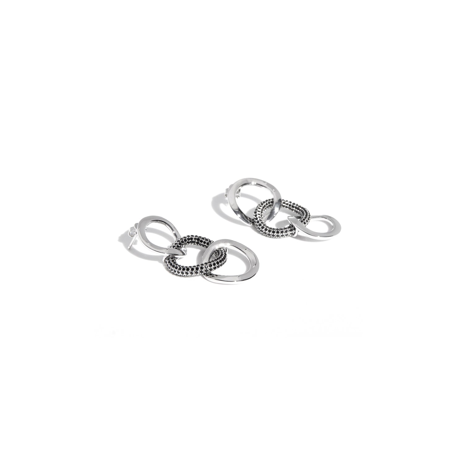 Three Hoops Earrings with Black Onyx