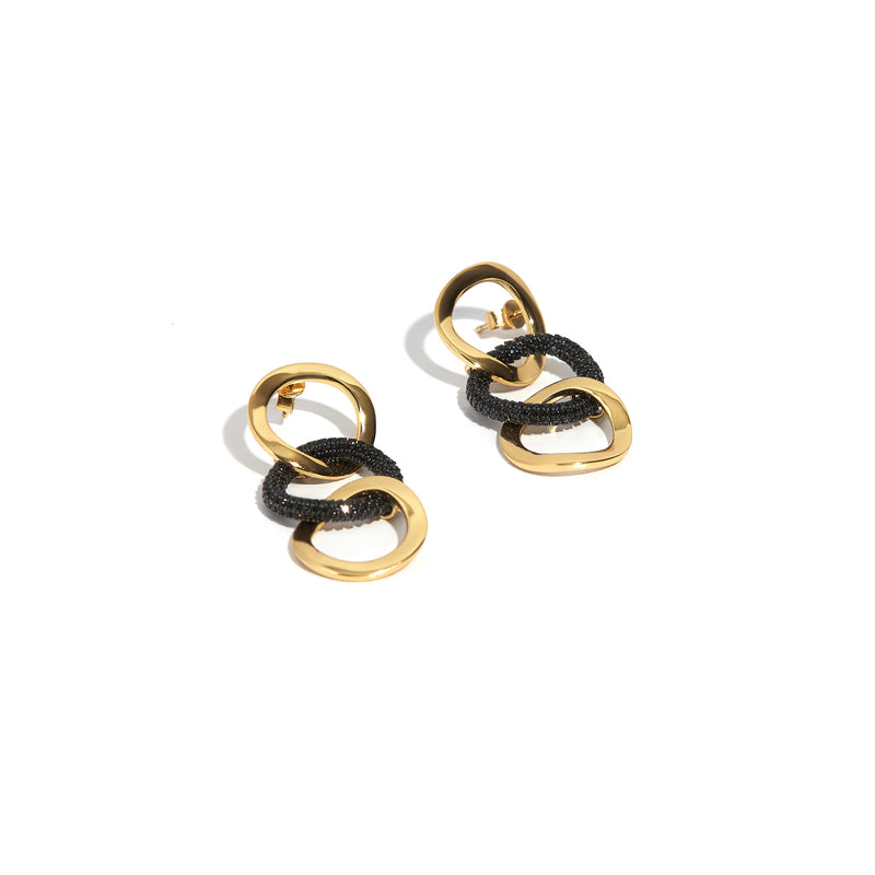 ZARUX - 20k Yellow Gold Vermeil Drop Earrings with Black Onyx
