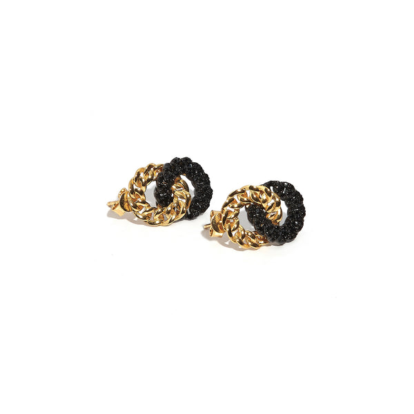 Twin Circle Black Onyx Earrings