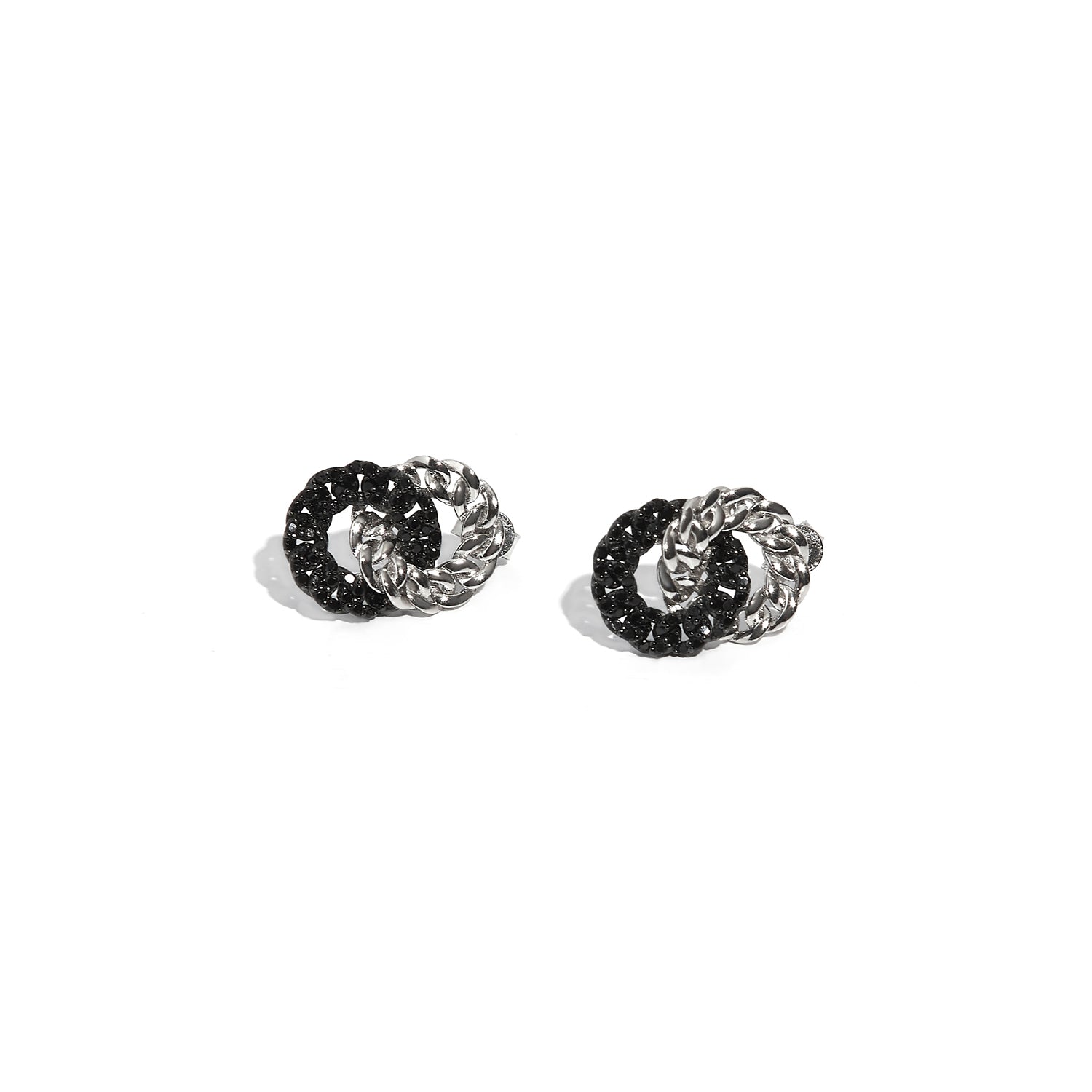 Twin Circle Black Onyx Earrings