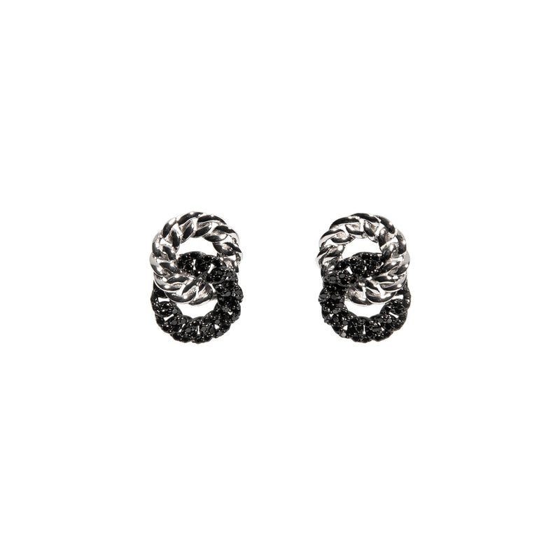 ZARUX -18k White Gold Vermeil Earrings with Black Onyx