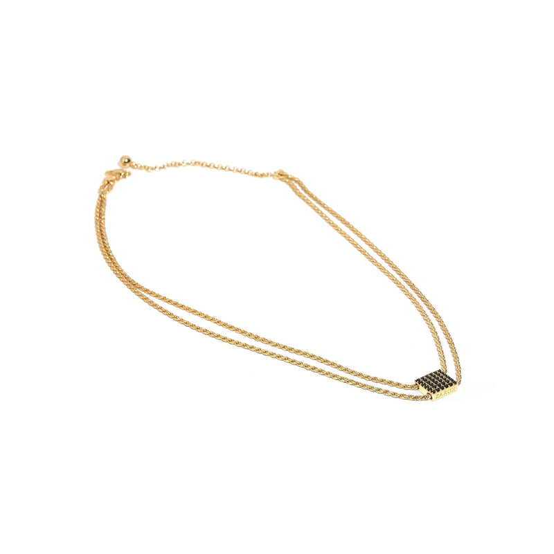 ZARUX - 20k Yellow Gold Vermeil Necklace with Black Onyx