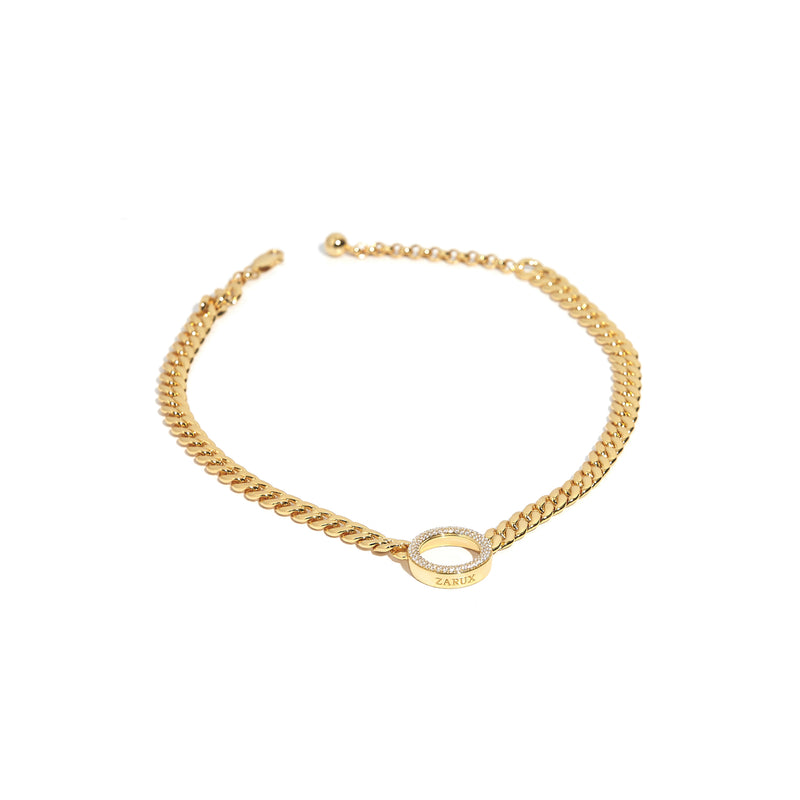 ZARUX - 20k Yellow Gold Vermeil Choker with Cubic Zirconia