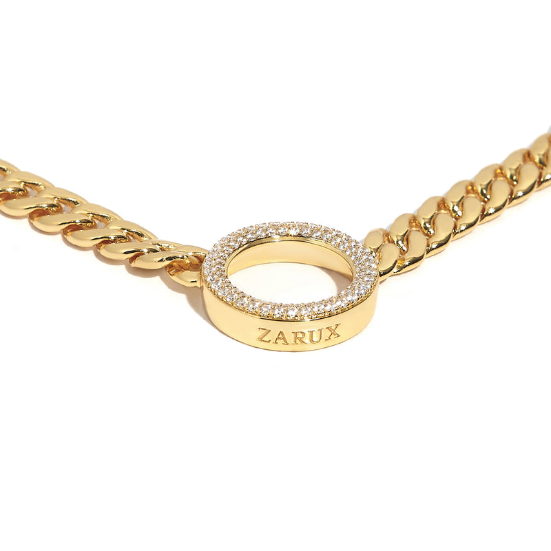 ZARUX - 20k Yellow Gold Vermeil Choker with Cubic Zirconia