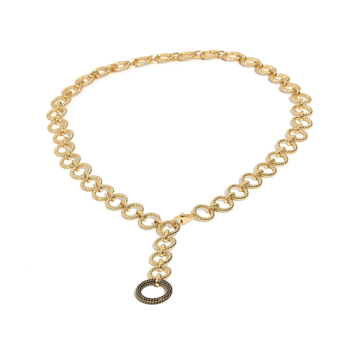 ZARUX - 20k Yellow Gold Vermeil Necklace with Black Onyx