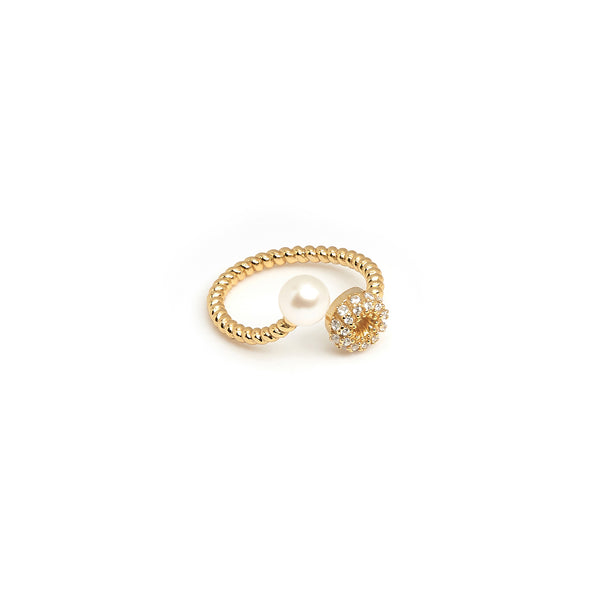 ZARUX - 20k Yellow Gold Vermeil Ring with Pearl
