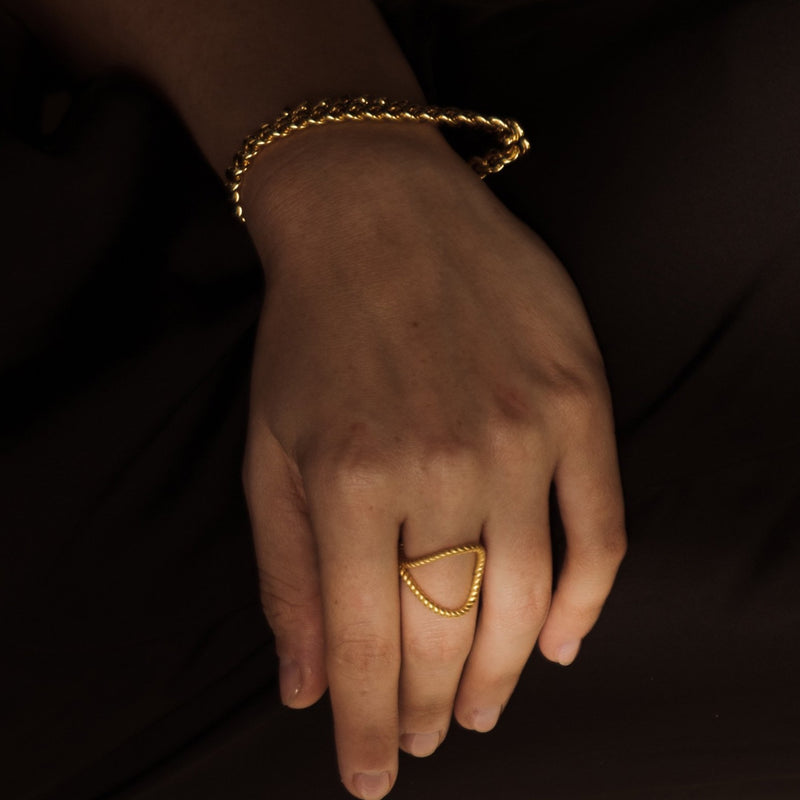 ZARUX- 20k Yellow gold vermeil bracelet with black onyx